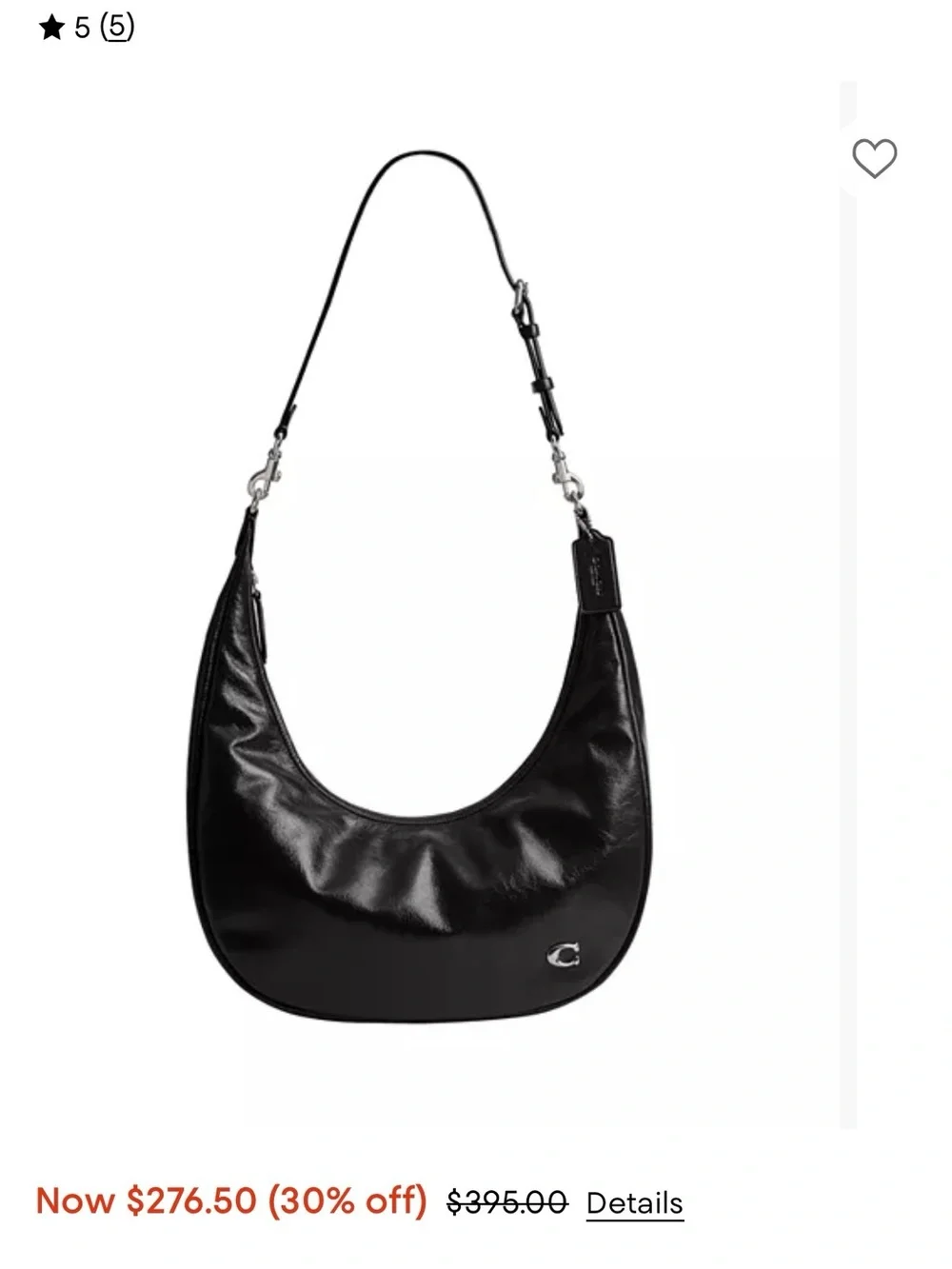 Coach Black Patent Leather Crescent Shoulder Bag- like new